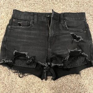 American Eagle Outfitters Black Ripped Jean Shorts
